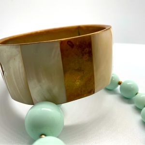 Brass and Shell Inlaid Bracelets